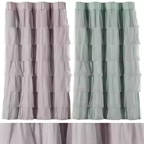 Volens green - pink Ruffle Shower Curtain 001