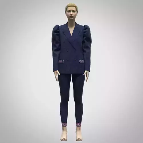 womens blazer suit Rigged model Low-poly 3D model