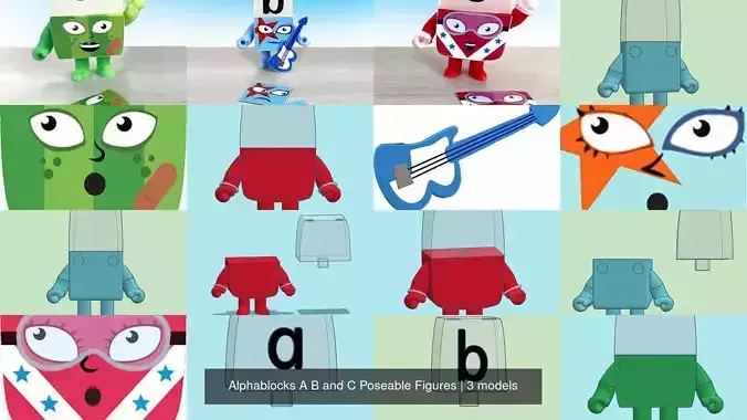 Alphablocks A B and C Poseable Figures
