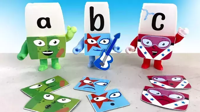 Alphablocks A B and C Poseable Figures 3D Model Collection