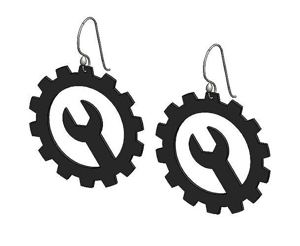 Gear  Wrench Earrings  3D print model