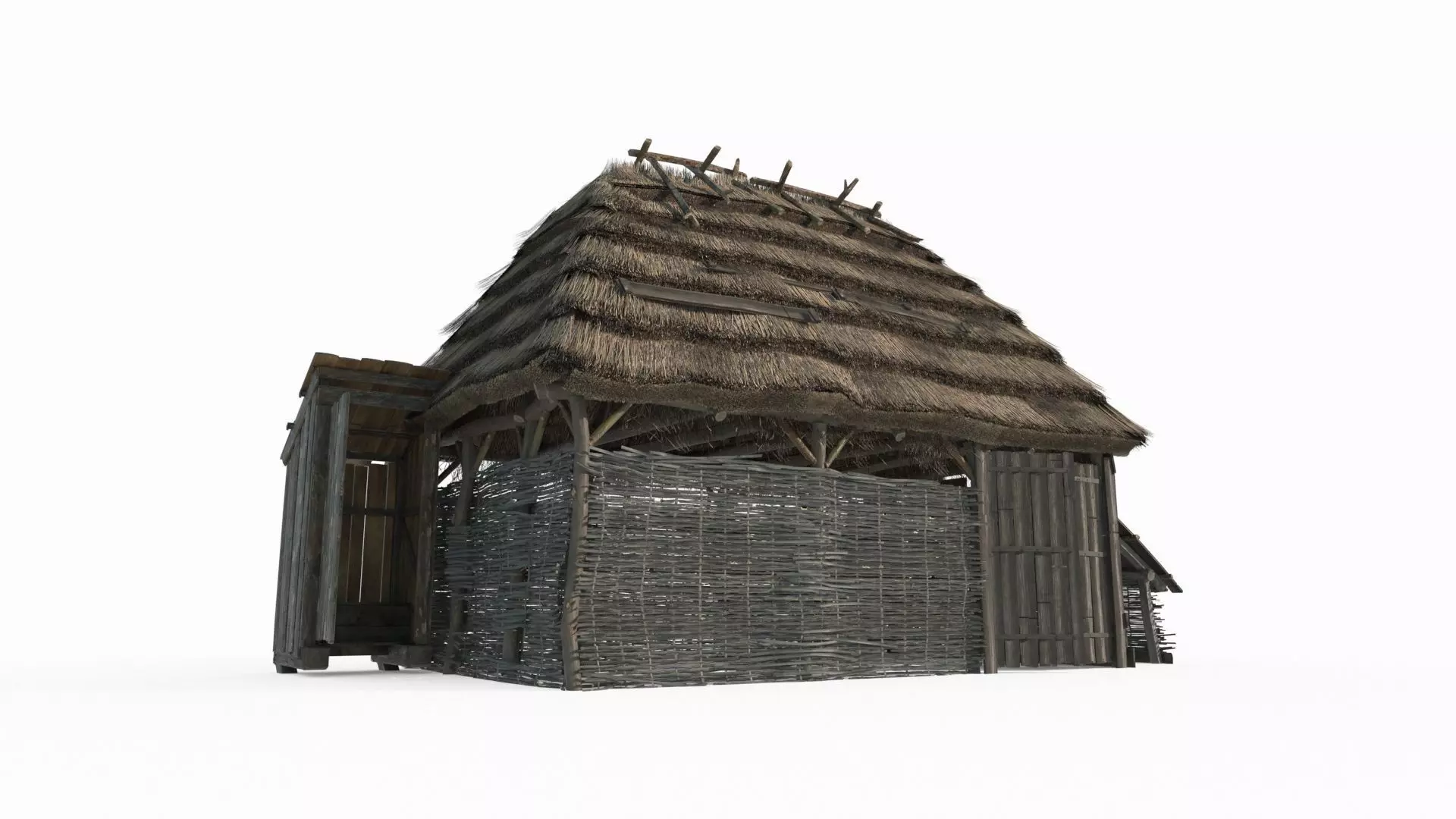 Medieval thatched cottage storage room 3D model_0