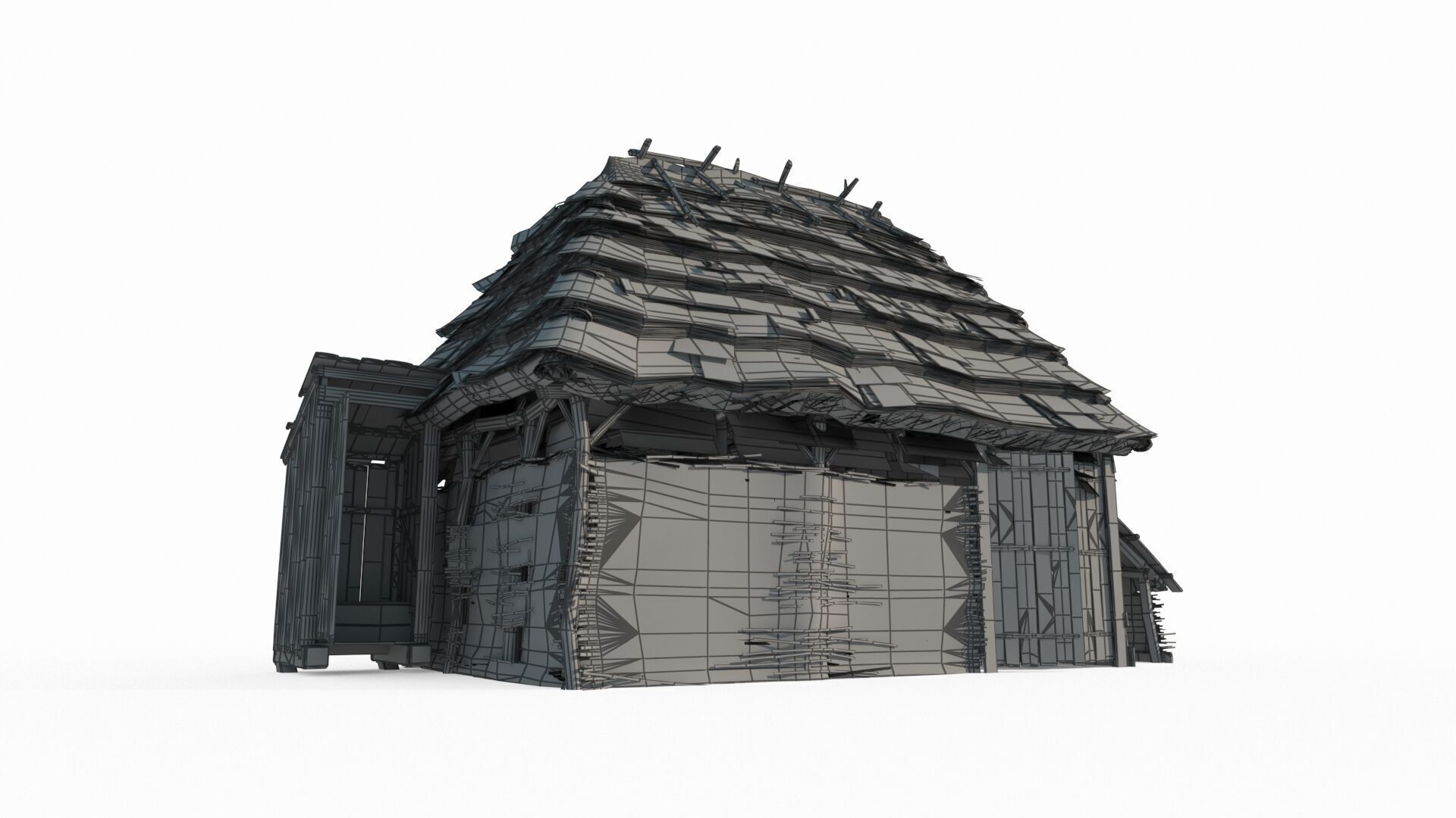 Medieval thatched cottage storage room 3D model_5