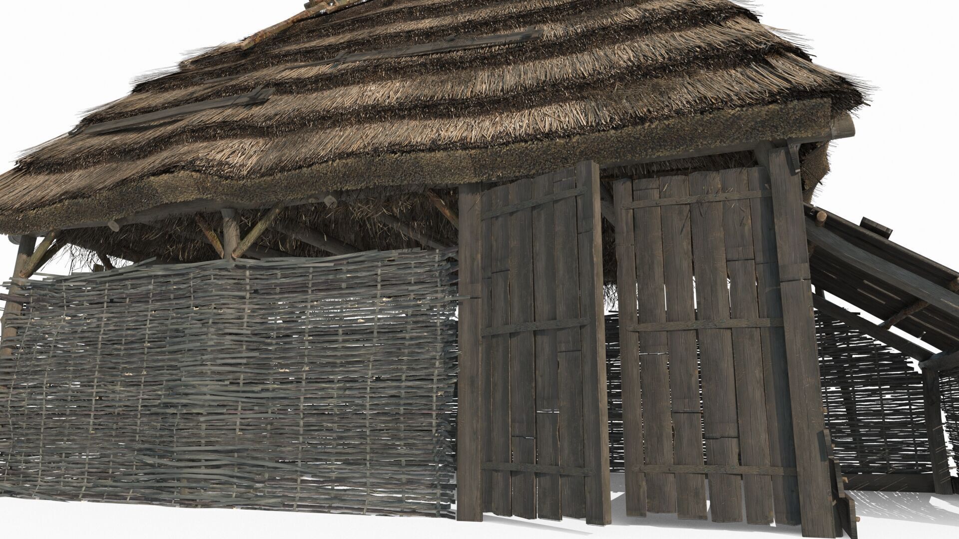 Medieval thatched cottage storage room 3D model_4