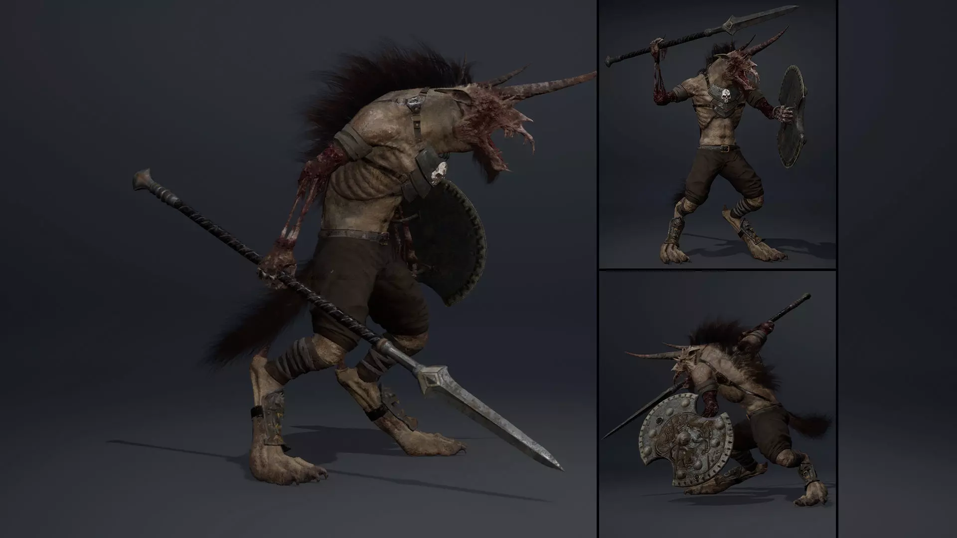 Ashen Spearman Damaged Low-poly 3D model
