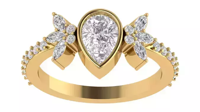 Pear Diamond Bezel Setting Solitaire Diamond Ring