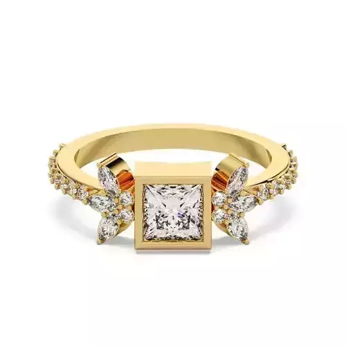 Princess Diamond Bezel Setting Solitaire Diamond Ring