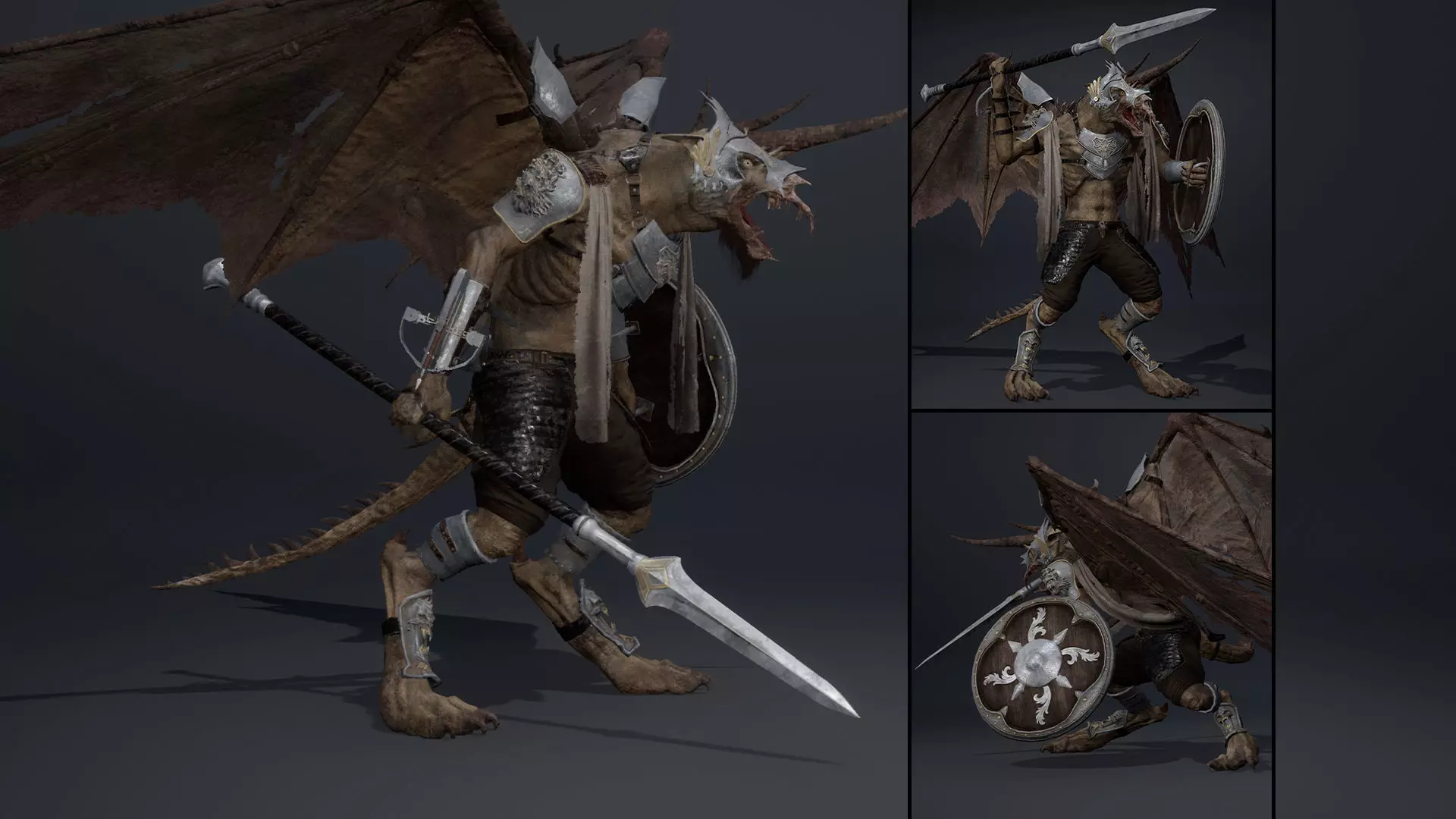 Ashen Spearman ArmWing Low-poly 3D model