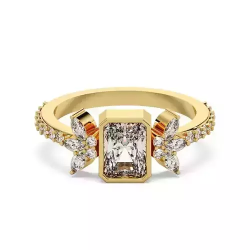 Radiant Diamond Bezel Setting Solitaire Diamond Ring
