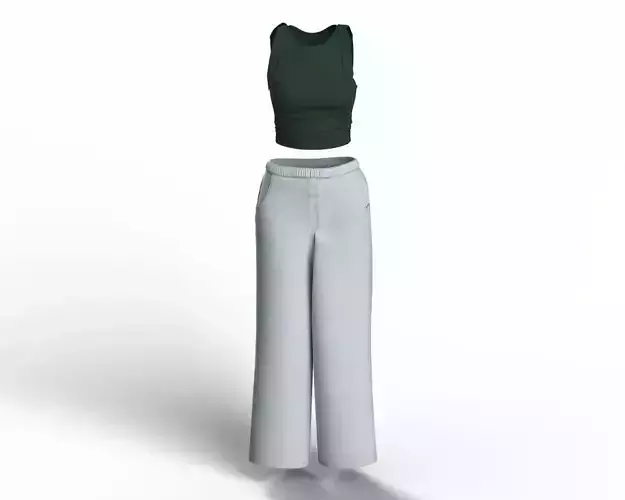 Urban Modern-day Female Tie-Up Top and Loose Fit Jeans Set 