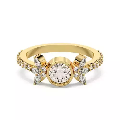 Round Diamond Bezel Setting Solitaire Diamond Ring 3D print model
