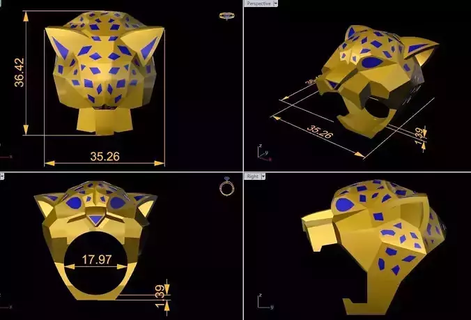 enamaled lion ring 3D print model