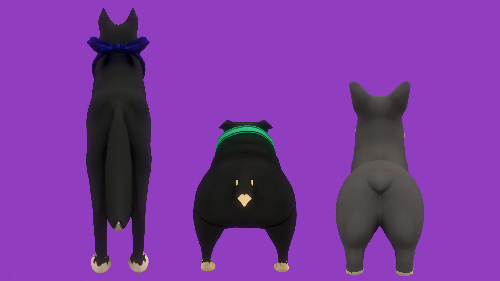 Stylized Grey Corgy Black Bulldog Black Husky 3D Model Collection_8