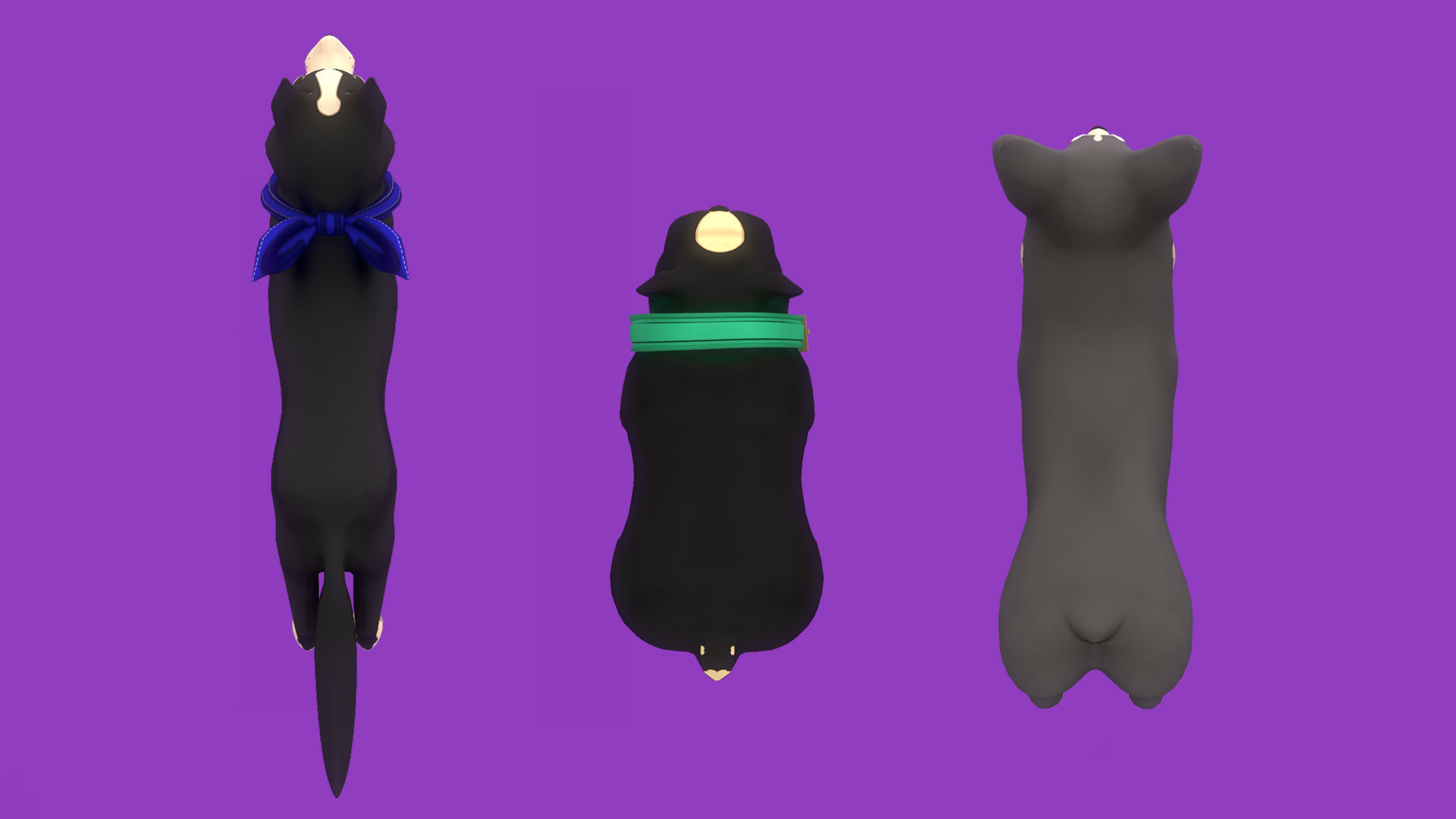 Stylized Grey Corgy Black Bulldog Black Husky 3D Model Collection_9