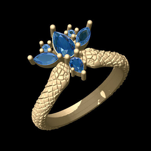 Snake Marquise Ring 3D print model