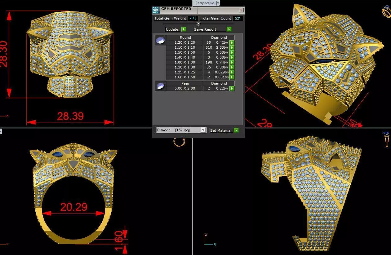 lion ring with enamaled and tiger ring 3D print model_0