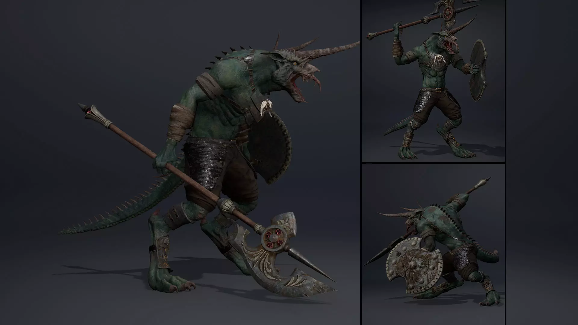 Ashen Spearman Arm1 Brutal Low-poly 3D model_0