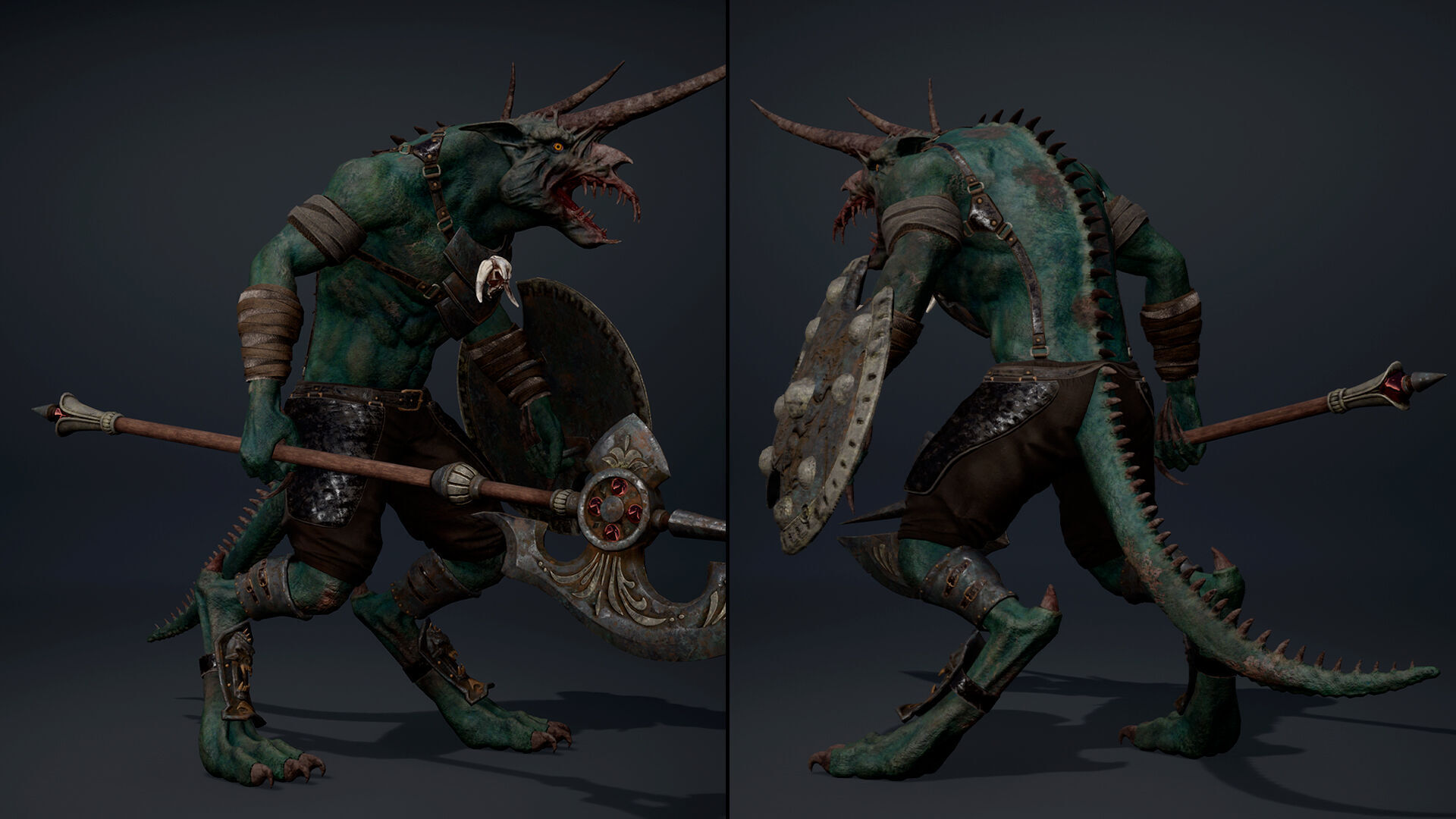 Ashen Spearman Arm1 Brutal Low-poly 3D model_5