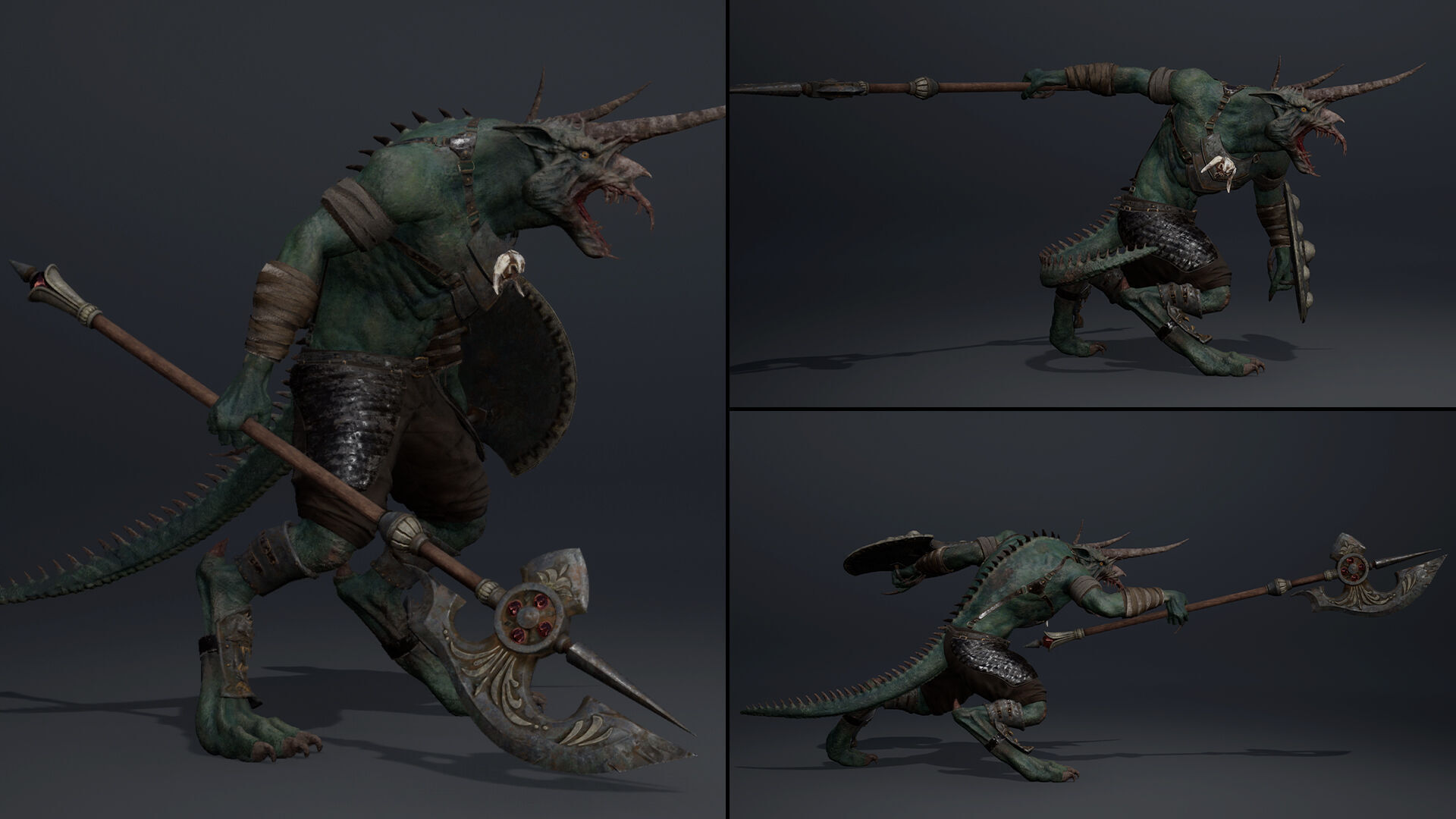 Ashen Spearman Arm1 Brutal Low-poly 3D model_8