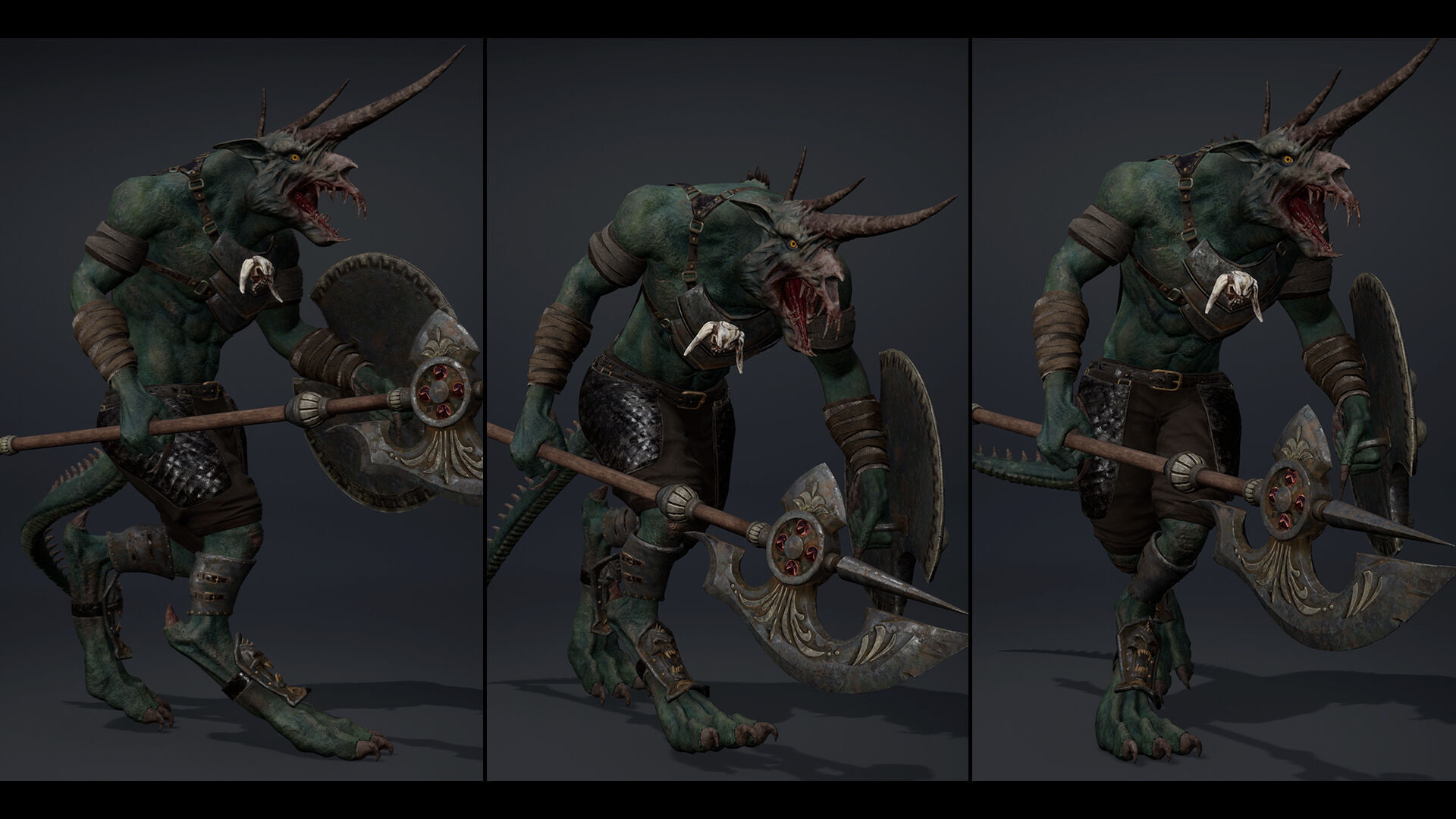 Ashen Spearman Arm1 Brutal Low-poly 3D model_15