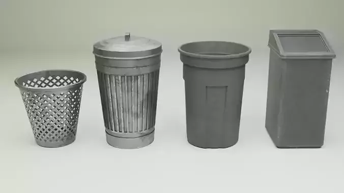 Plastic and Metal Trash Bin 