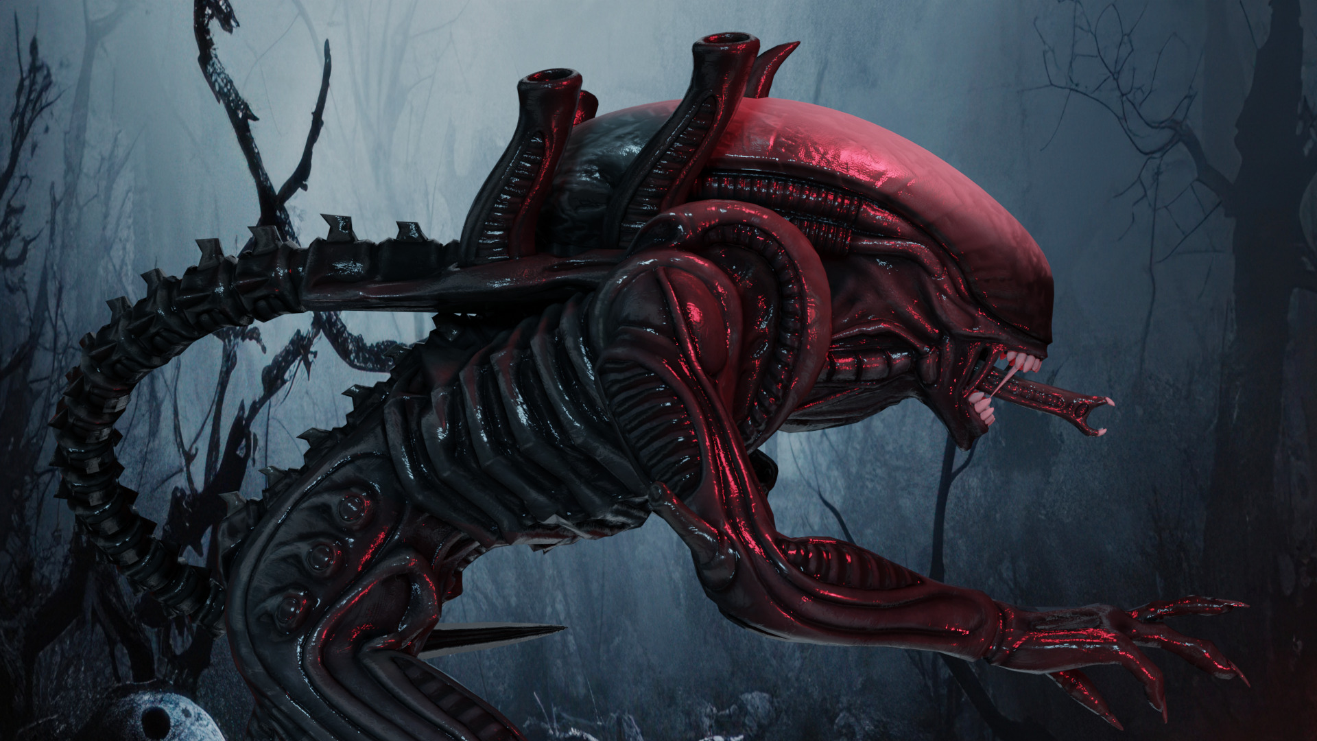 Xenomorph Low-poly 3D model_3