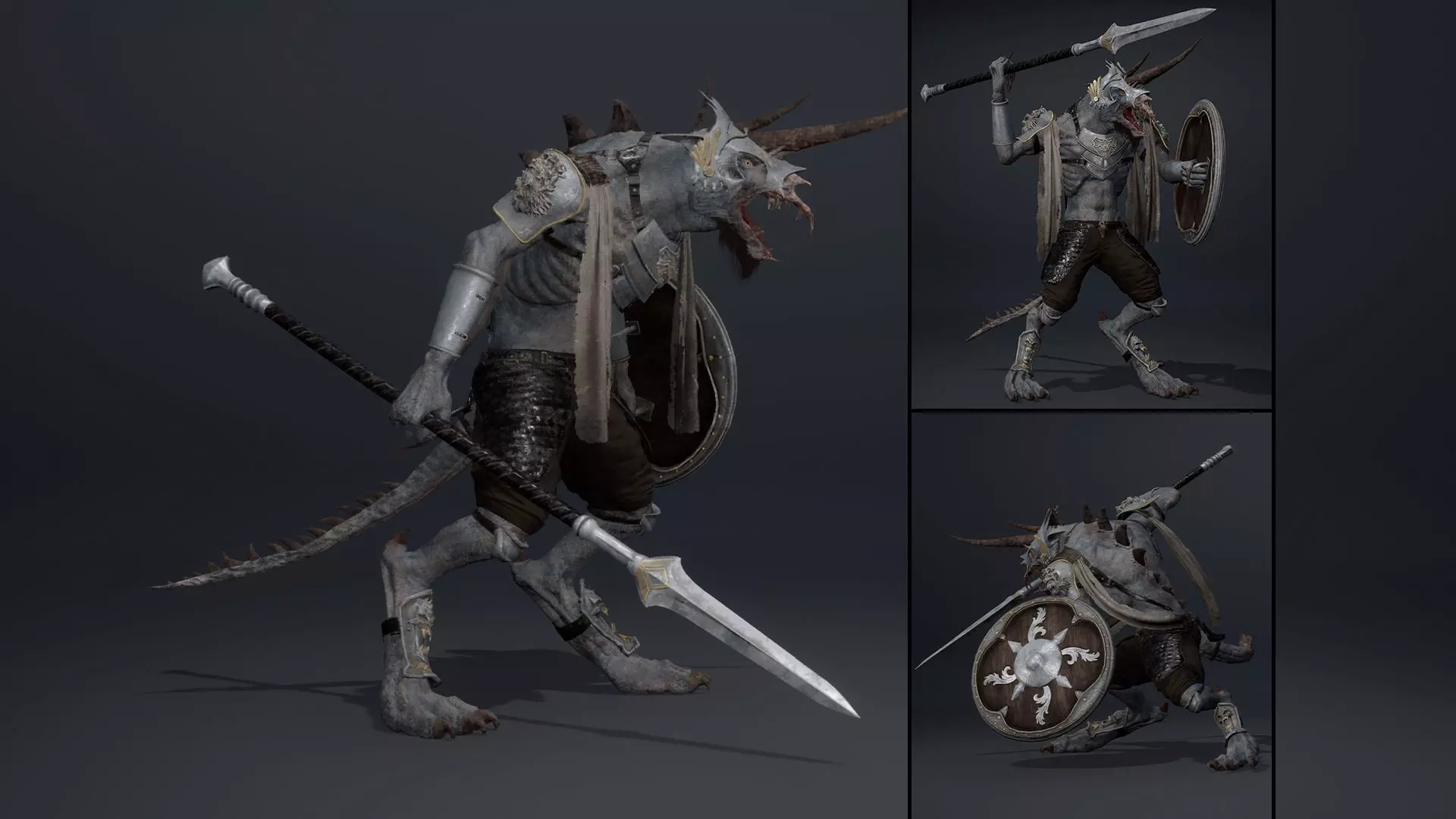 Ashen Spearman Arm1 Low-poly 3D model_0