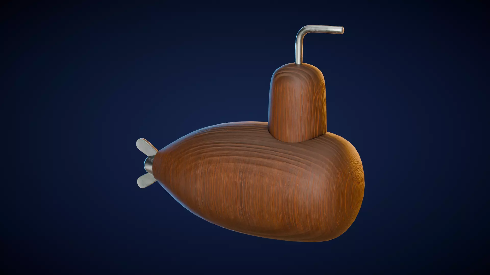 Wooden Submarine Low-poly 3D model_0