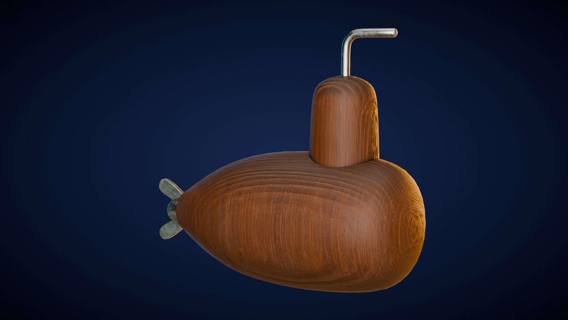 Wooden Submarine Low-poly 3D model_7