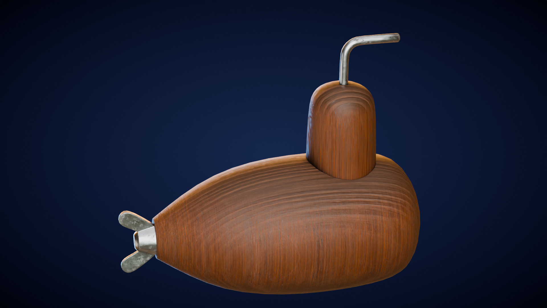 Wooden Submarine Low-poly 3D model_1