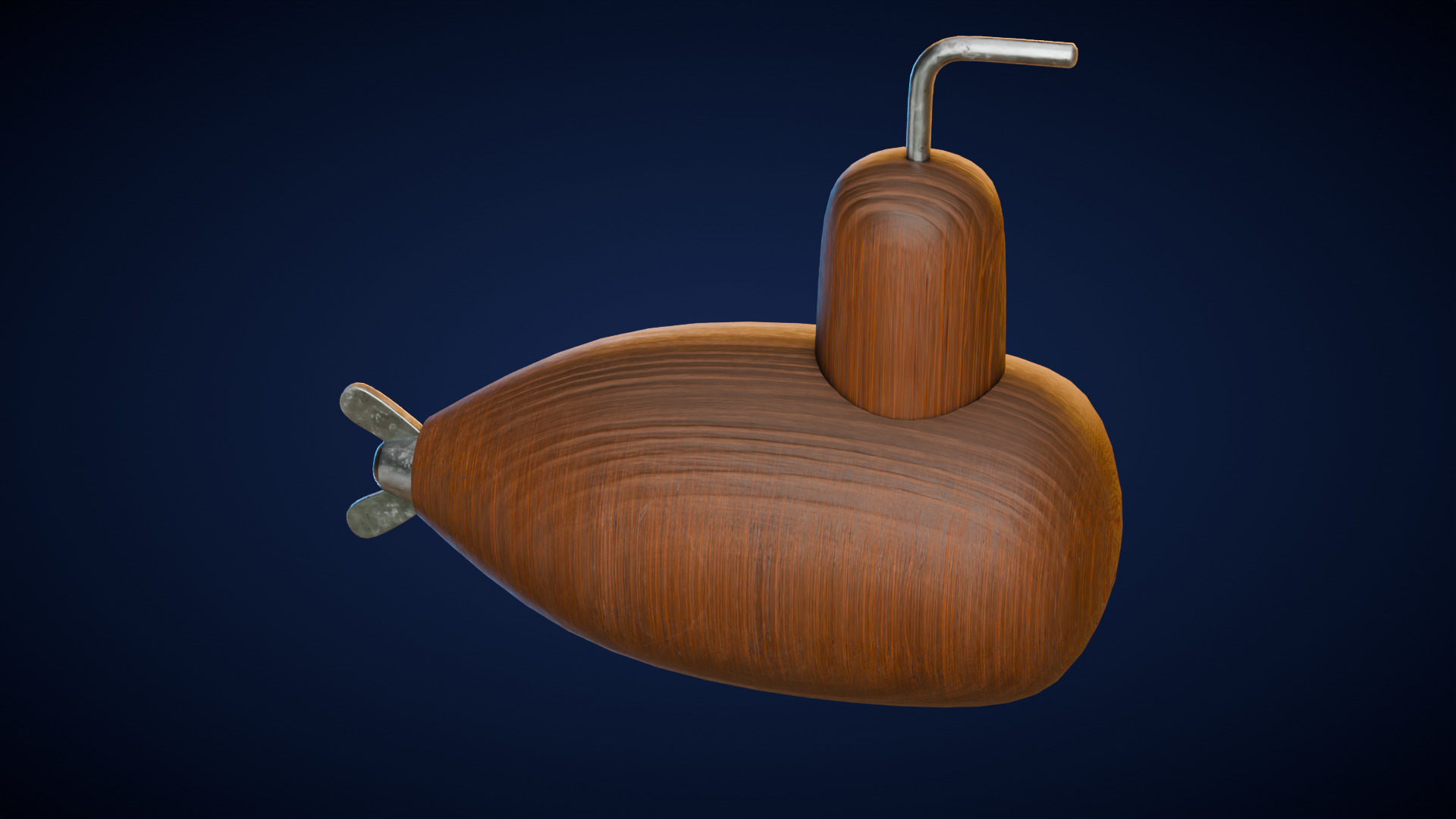Wooden Submarine Low-poly 3D model_2