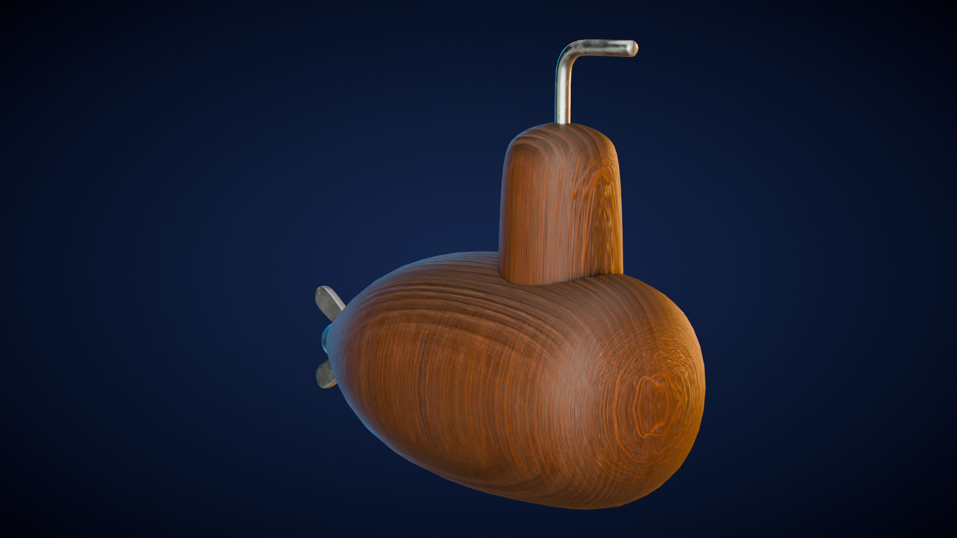 Wooden Submarine Low-poly 3D model_6
