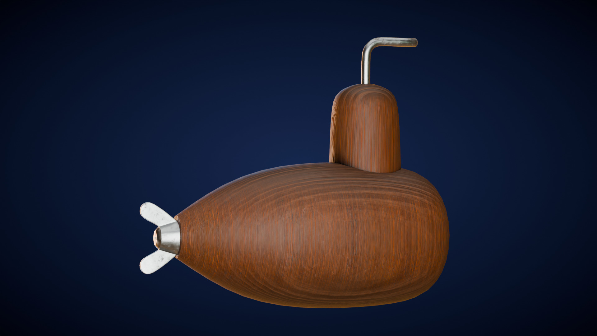 Wooden Submarine Low-poly 3D model_5