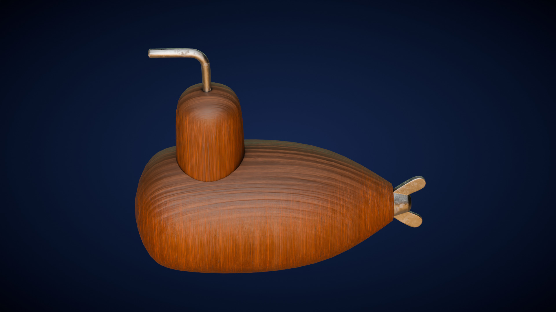 Wooden Submarine Low-poly 3D model_9