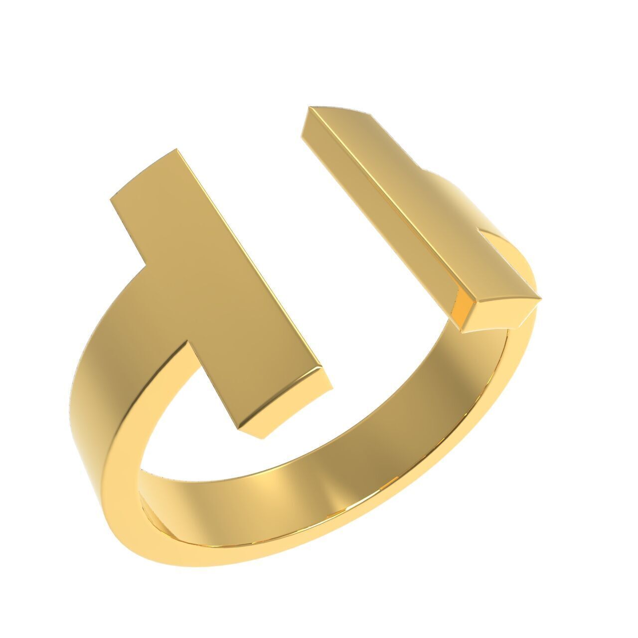Tiffany T Square Ring 3D print model_1