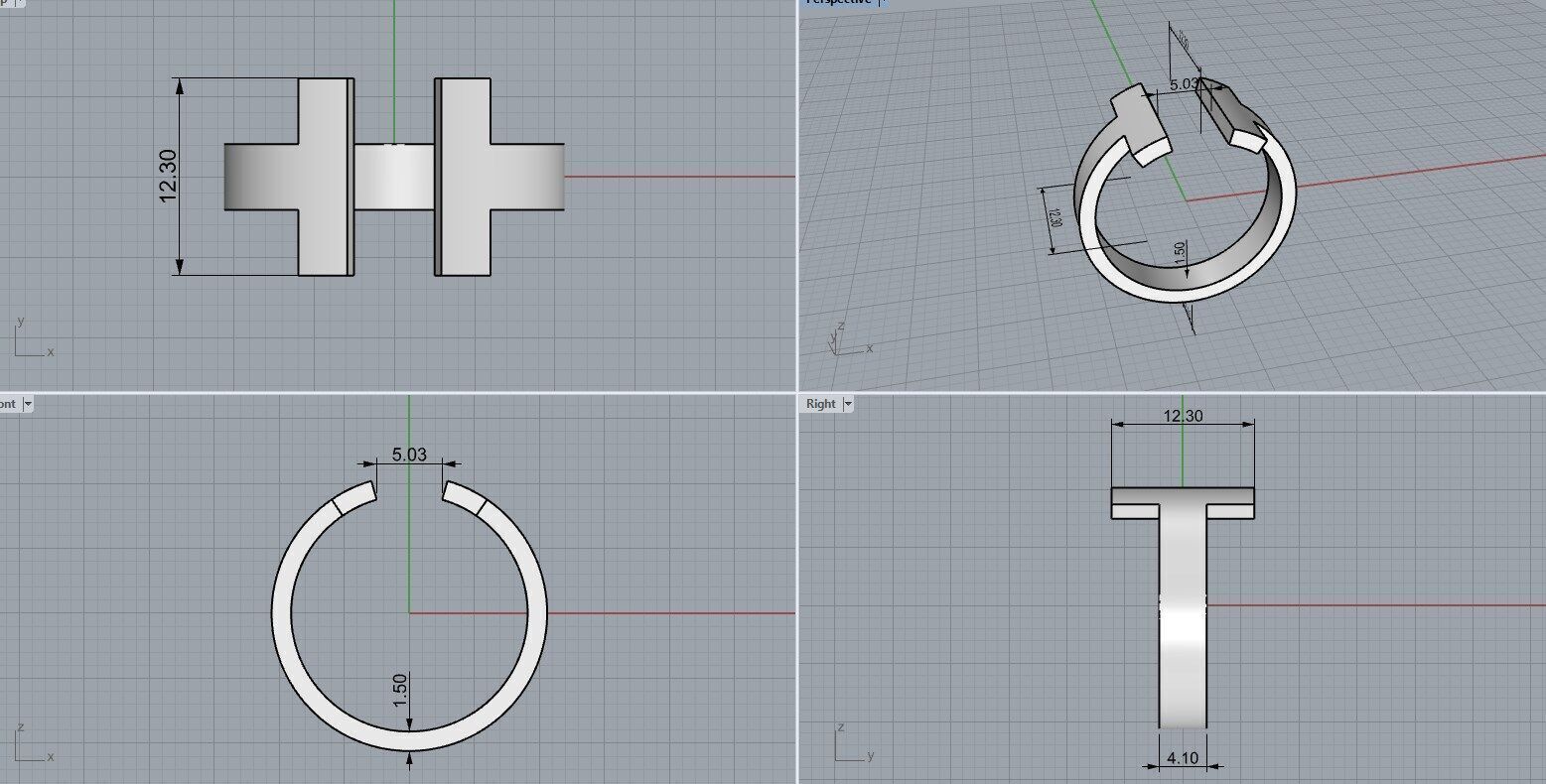 Tiffany T Square Ring 3D print model_6