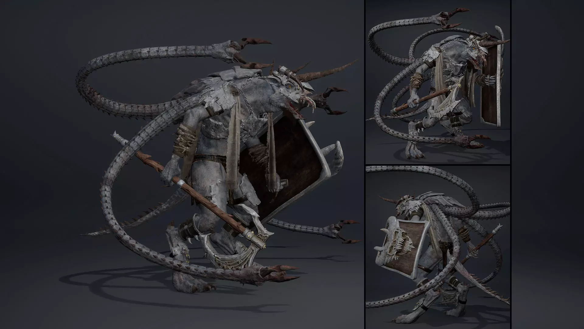 Ashen Brutal Tentacle Low-poly 3D model