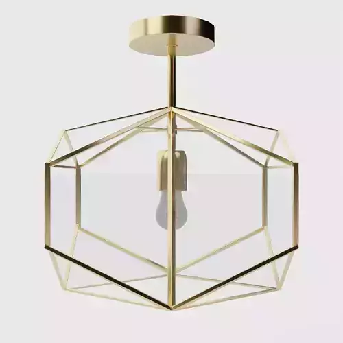 Open Box Metal and Glass Flushmount