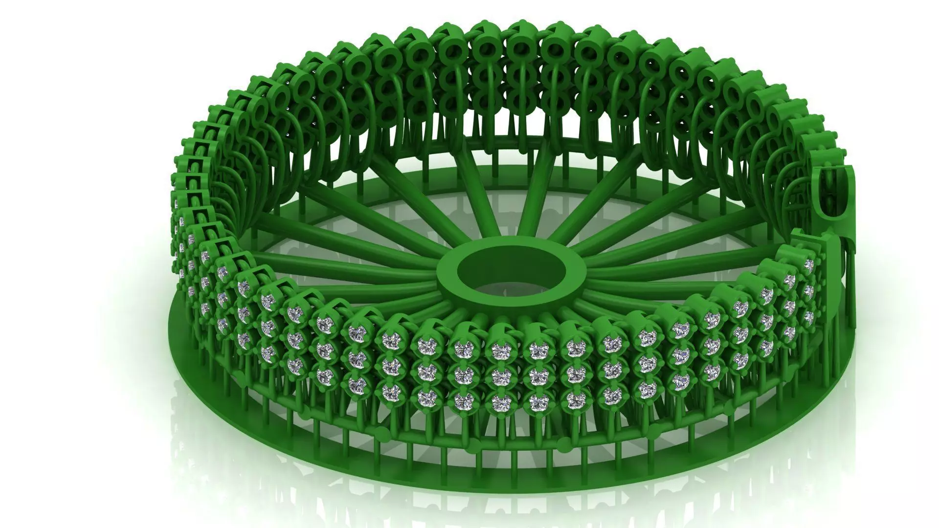 9MM SPIRAL 3 line Elegant Single Stone 3D Printed Bracelet 3D print model_0