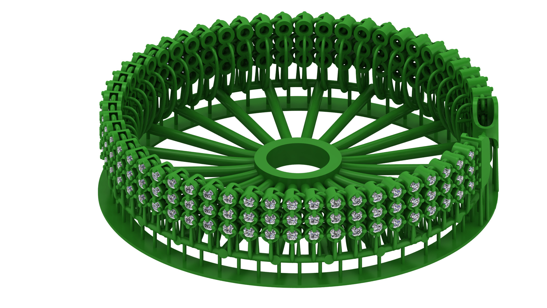 11MM SPIRAL 3 line Elegant Single Stone 3D Printed Bracelet 3D print model_1