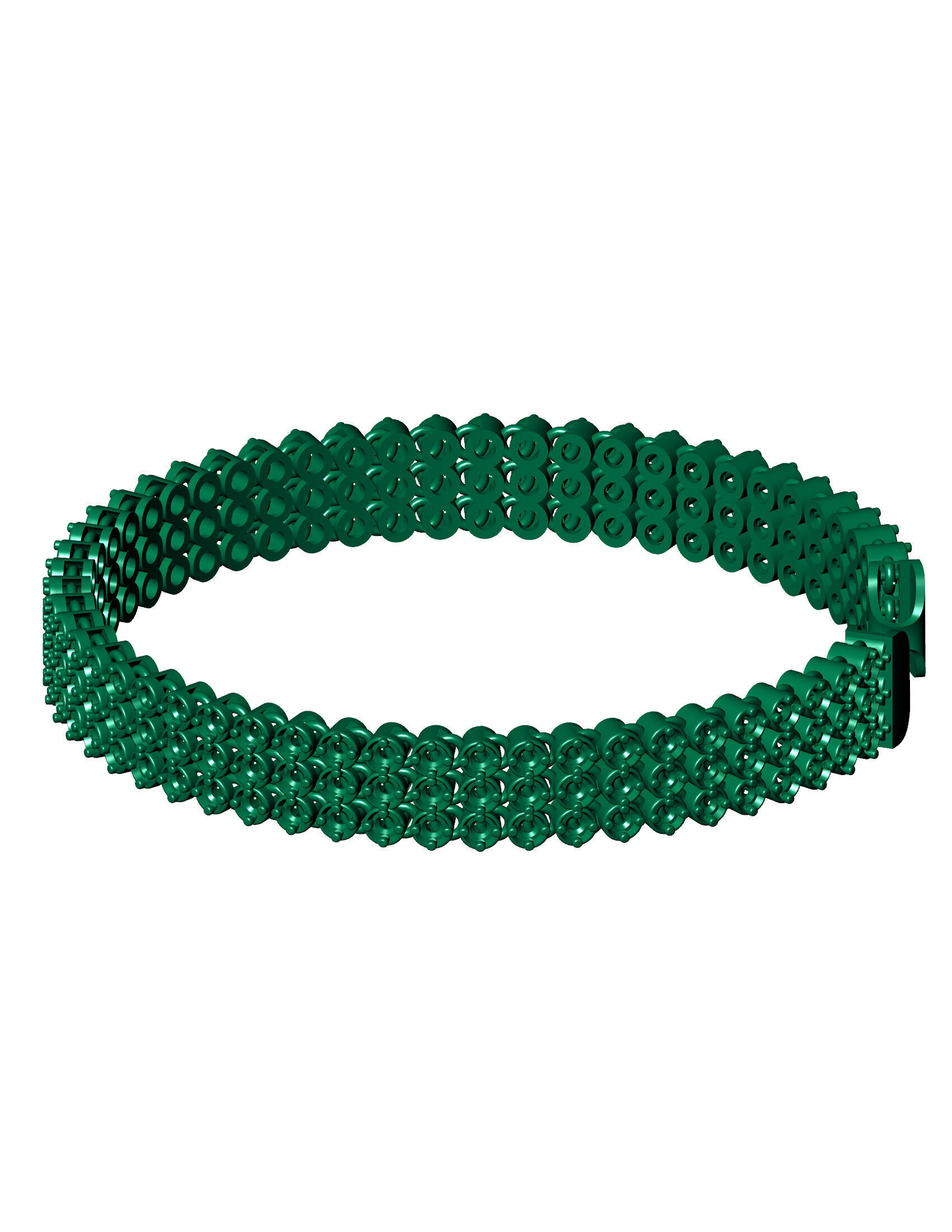 12 MM SPIRAL 3 line Elegant Single Stone 3D Printed Bracelet  3D print model_1