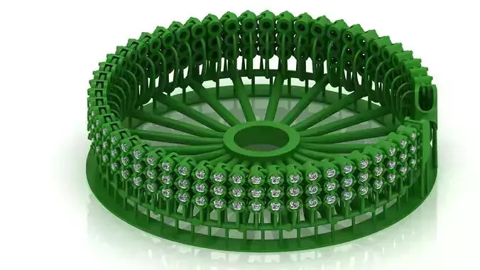 13MM SPIRAL 3 line Elegant Single Stone 3D Printed Bracelet 