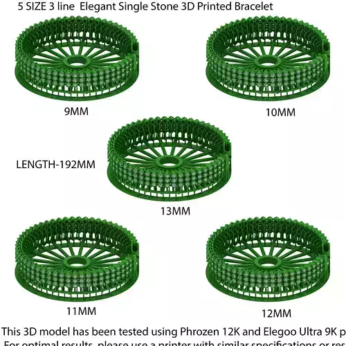 5 SET OF  SPIRAL  Elegant Single Stone 3D Printed Bracelet 