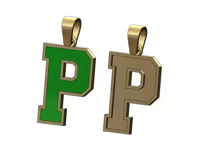 P enamel varsity letter sports letterman jersey pendant charm 3D print model