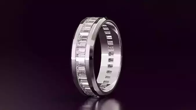 channel set baguette straight eternity band N08 54EU size 3D print model