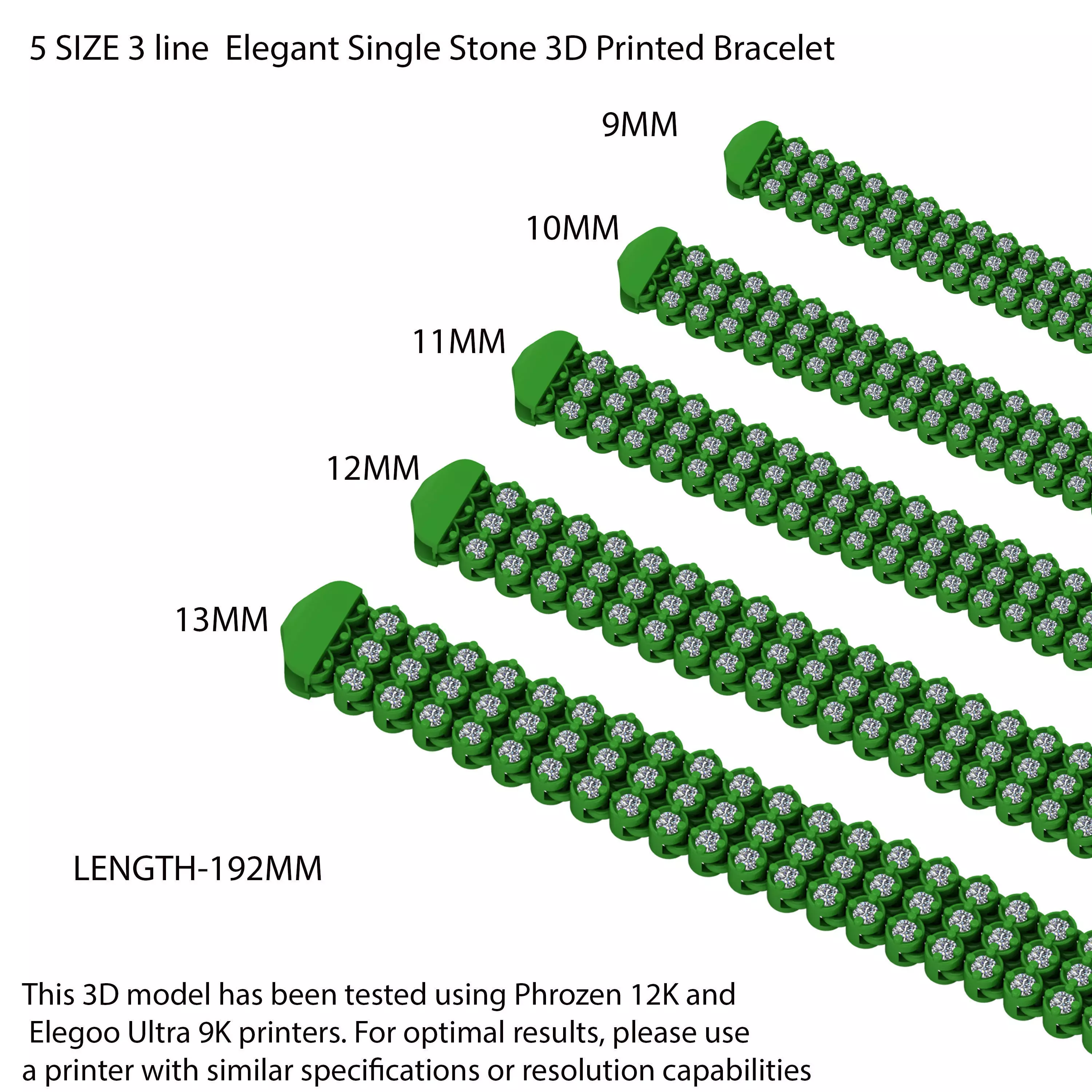 5 SET OF STRICK TYPE Elegant Single Stone 3D Printed Bracelet 3D Model Collection_0