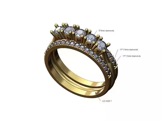 Double half eternity guard 3mm arc diamond ring US size 7