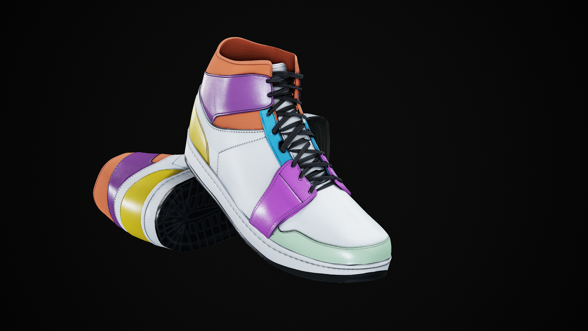 Nike Air Jordan 1 Mid 3D Model multiple colorways GTA and FiveM Low-poly 3D model_36