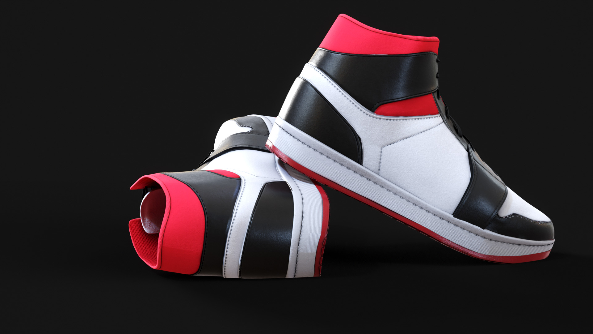 Nike Air Jordan 1 Mid 3D Model multiple colorways GTA and FiveM Low-poly 3D model_6
