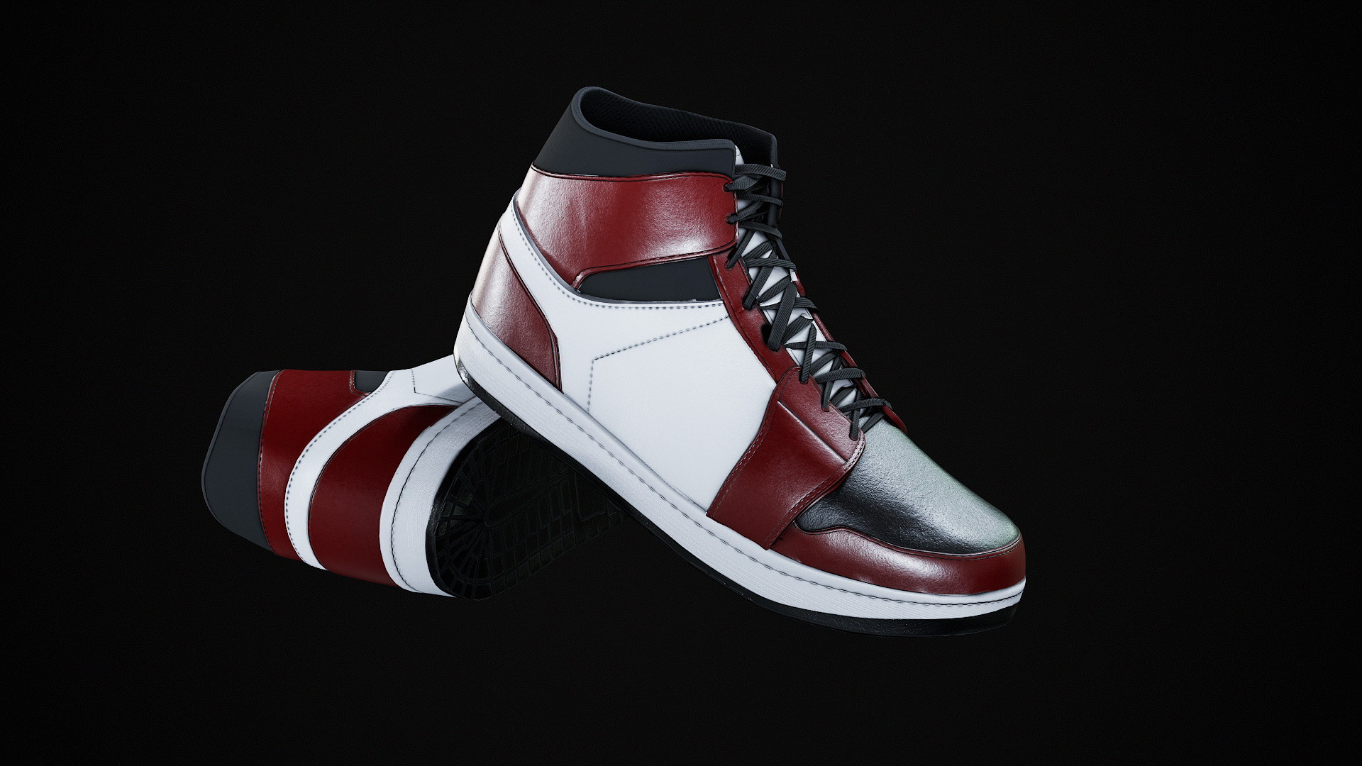 Nike Air Jordan 1 Mid 3D Model multiple colorways GTA and FiveM Low-poly 3D model_35